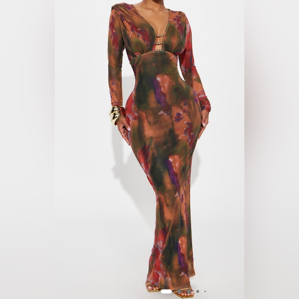 Elegant Multicolor Long Sleeve Dress